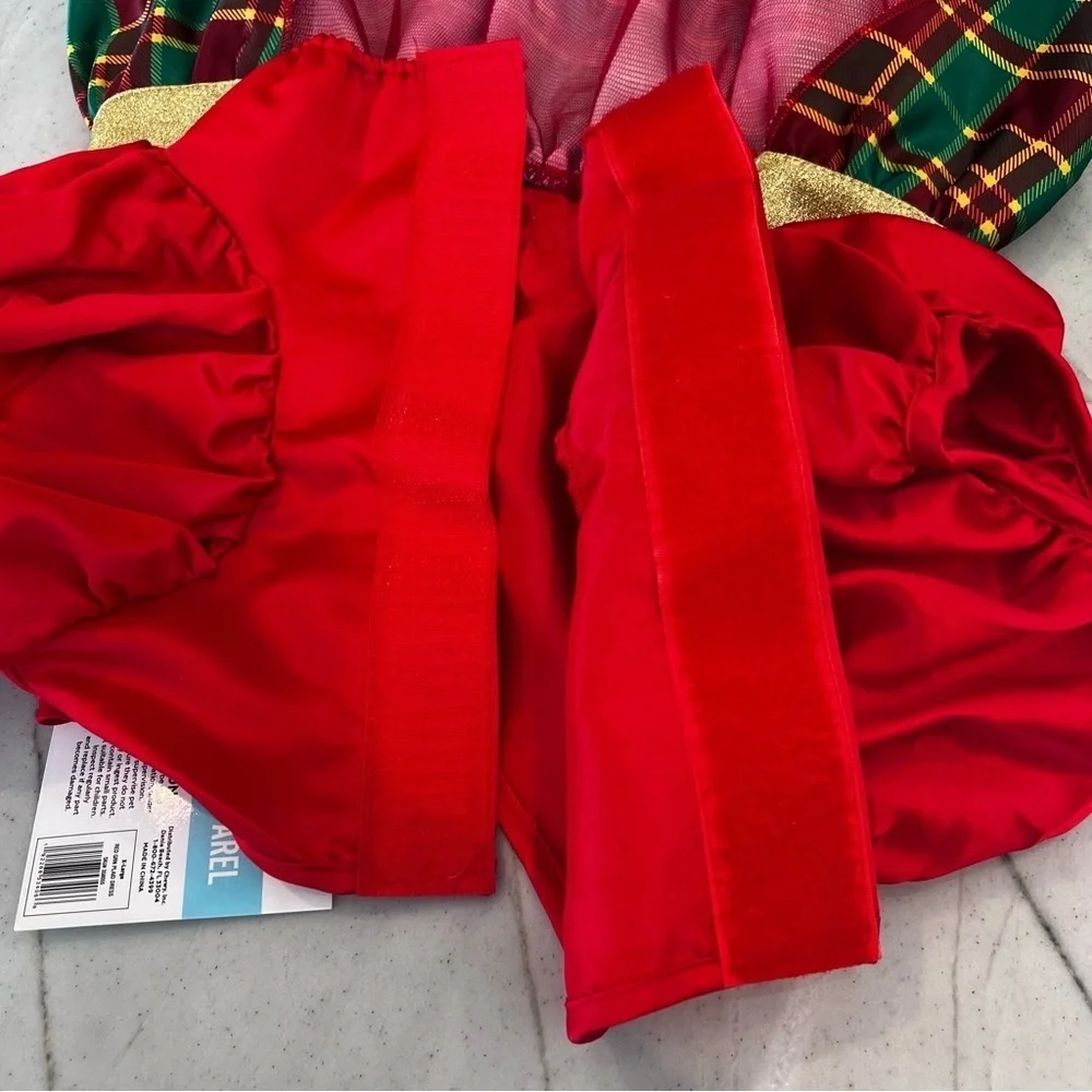 FRISCO Christmas Dog Dress XL Red Green Plaid Gold Bow Holiday NWT 25 - 45 lbs